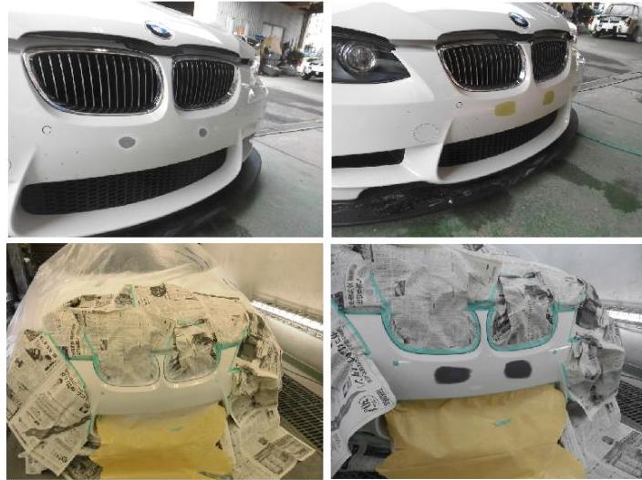 BMWフロントバンパー穴埋め作業